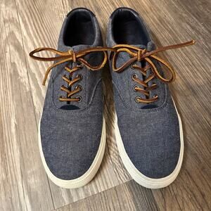 Polo Ralph Lauren Vaughn Men's‎ Blue Canvas Suede Sneakers Size 11.5 Casual